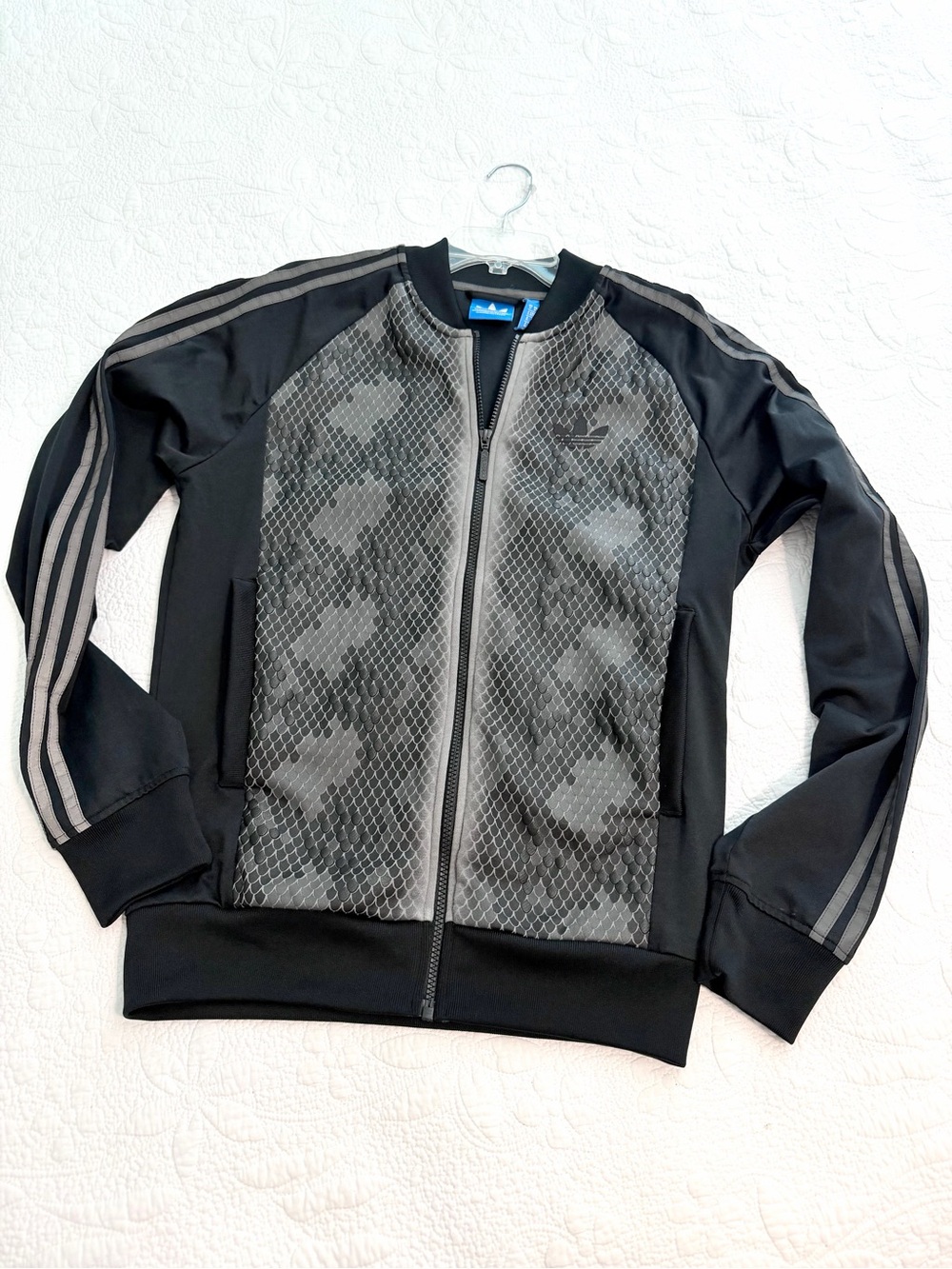 Adidas Mens Snake Print Track Jacket Medium Black Zip Up Lightweight Activewear
